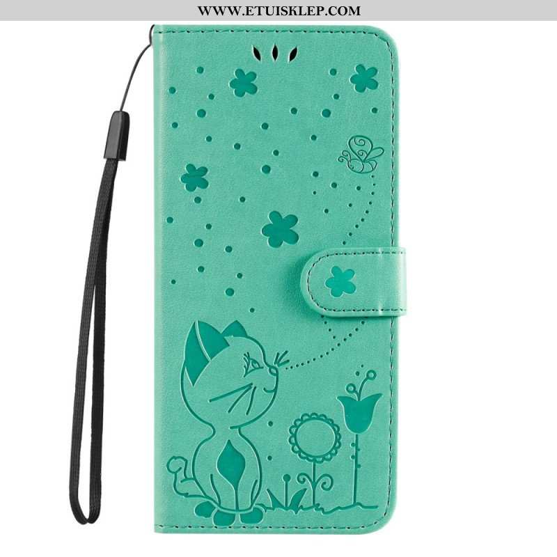 Etui Folio do Honor Magic 5 Lite z Łańcuch Kot I Pszczoła Z Smyczą